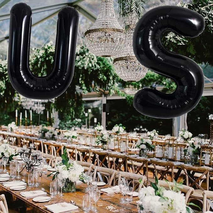 TONIFUL 40 Inch Large Black U Letter Balloons, Jumbo Helium Foil Mylar Balloons - Image 5