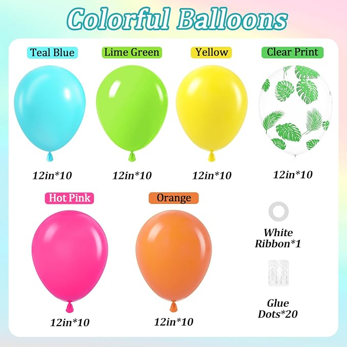 60pcs Tropical Balloons 12inch - Image 2