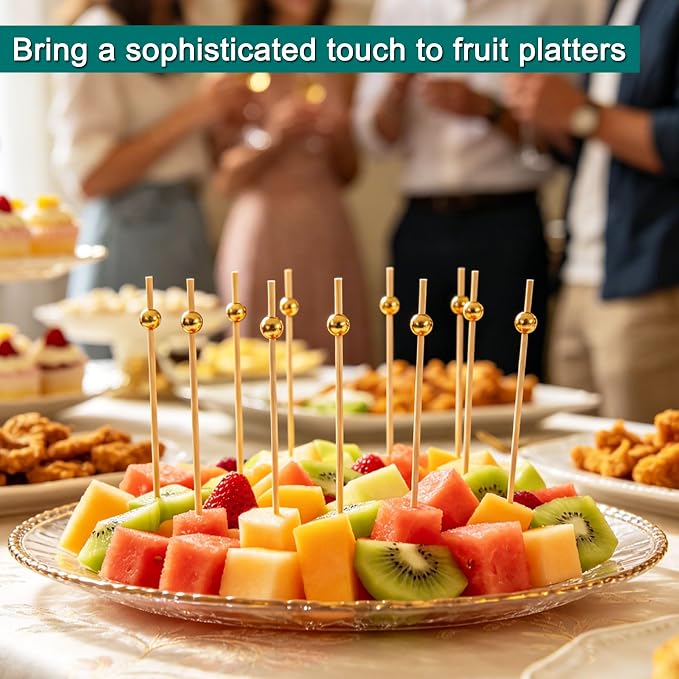 200PCS Gold Ball Cocktail Picks, Charcuterie Sticks, Wedding Party Decor - Image 4