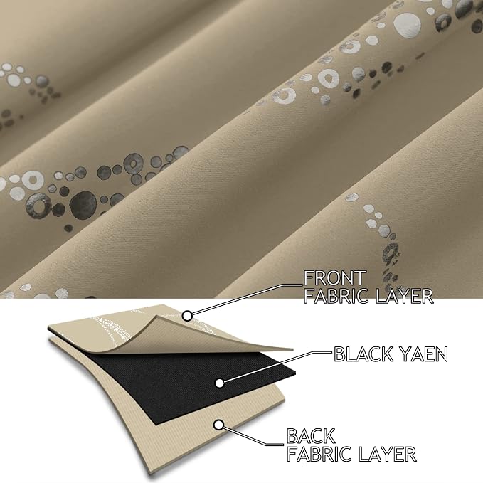 Yakamok Natural Light Blocking Curtains 72 Inches Silver Print 2 Panels | - Image 4