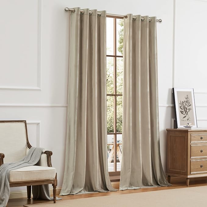 Velvet Champagne Grommet Blackout Curtains 84 inch Length - Image 9