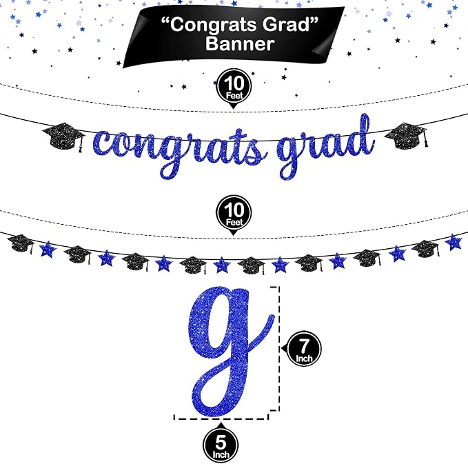 KatchOn Glitter Congrats Grad Banner 10 Feet, Graduation Party Decorations | - Image 3