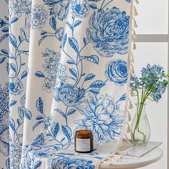 F-CHU Bohemian Curtains for Bedroom 63 Inch Length French Country Floral Drapes - Image 7