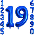 Navy Blue Number 19 Balloon 40 Inch, Shiny Metallic Numeral Party Supplies | by Unknown