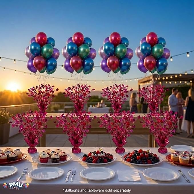 PMU 12 Pack Bursting Star Metallic Foil Spray Centerpiece- Burgundy Prismatic - Image 8
