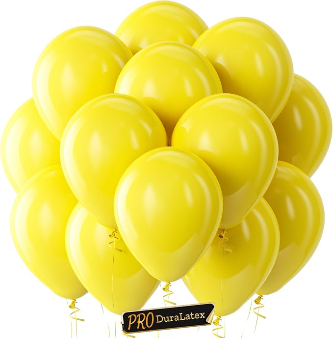 Pro Duralatex Yellow Extra-Thick Balloons 100 Pack 12 inch | Yellow Balloons by Bezente