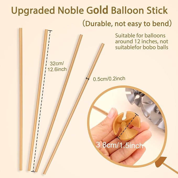 PP OPOUNT 35 PCS Gold Balloon Sticks, 12.6 inches, Party Decoration, - Image 2