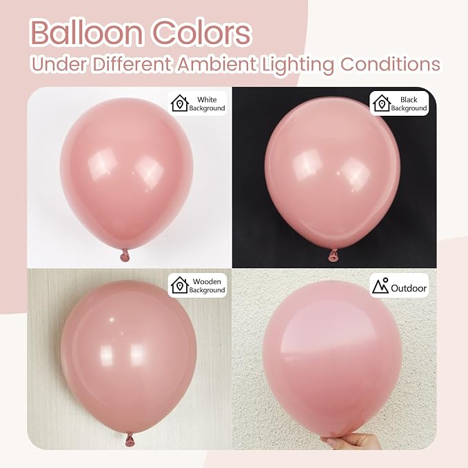 Awenztech 122pcs Dusty Pink Latex Balloons in 18 12 10 5 inches | Boho - Image 4