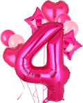 40 Inch Number Balloons Hot Pink 4 Cowgirl Pink 4th Birthday Decor 9 Pcs | by GGDE
