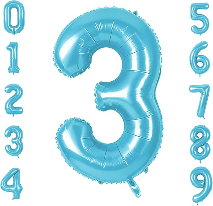 Number 3 Balloons for 3th Birthday Party Decorations, 0-100 Large No.3 Balloons by Joycard