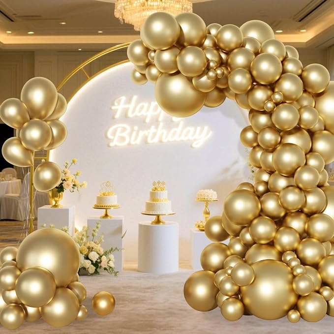Ouddy Party 129Pcs Metallic Gold Balloons Different Sizes of 18 12 10 5Inch | - Image 5