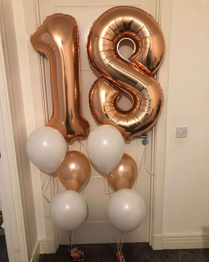 Rose Gold 18 Number Balloons, 40 Inch Giant Number 18 Balloons Foil Mylar - Image 6