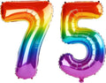 40 Inch Number 75 Balloons for 75th Birthday Party Decorations, 0-100 Rainbow by FOBELEC