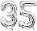 Silver 35 Number Balloons, 40 Inch Giant Number 35 Balloons Foil Mylar Helium by Lovoir