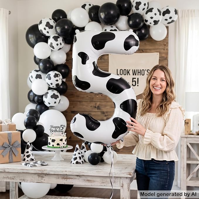 40" Cow Print Foil Number 5 Balloon - Image 4