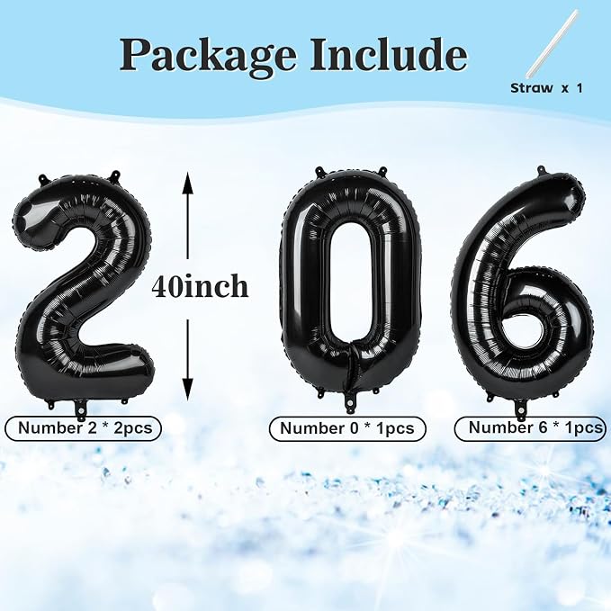 2026 Number Black Balloons 40Inch Balloon - Image 5