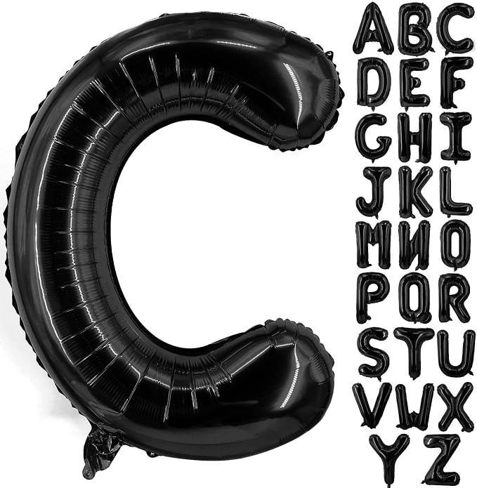 Lovoir 40 Inch Large Black Letter C Balloons Big Size Jumbo Mylar Foil Helium by Lovoir