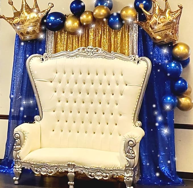 Poise3EHome 2Pcs 2Ft x 8Ft Navy Blue Sequin Backdrop Curtain, Memorial Day - Image 7