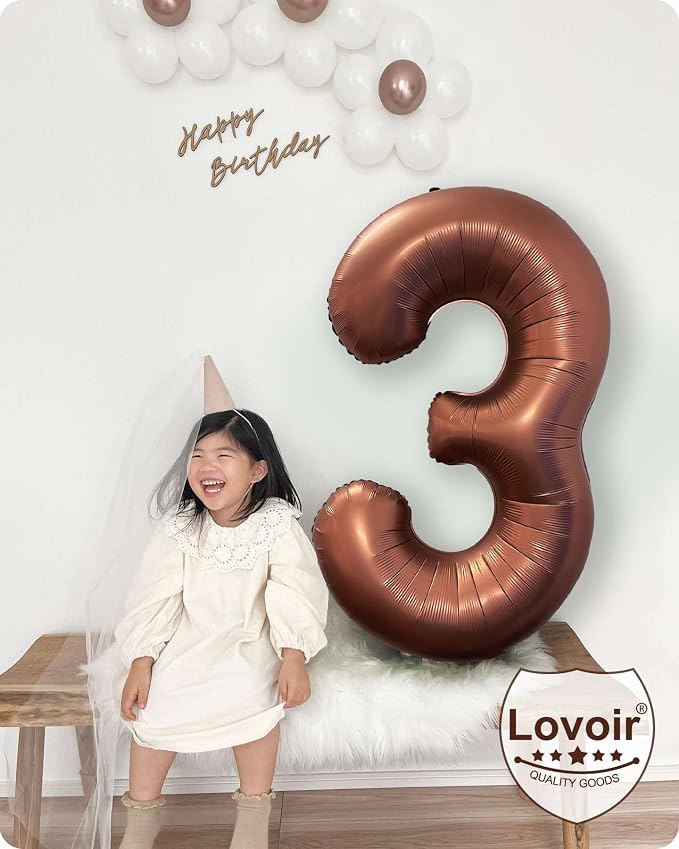40 Inch Coffee Brown Number 1 Balloon Large Size Jumbo Digit Mylar Foil Retro - Image 4