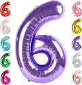 6 Balloon Numbers Birthday Decorations, 40In Purple Balloons by Mluchee