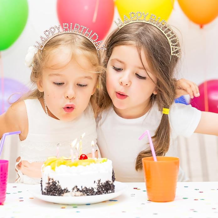Lyrow 12 Pcs Rhinestone Happy Birthday Crowns Headbands Party Decorations - Image 6