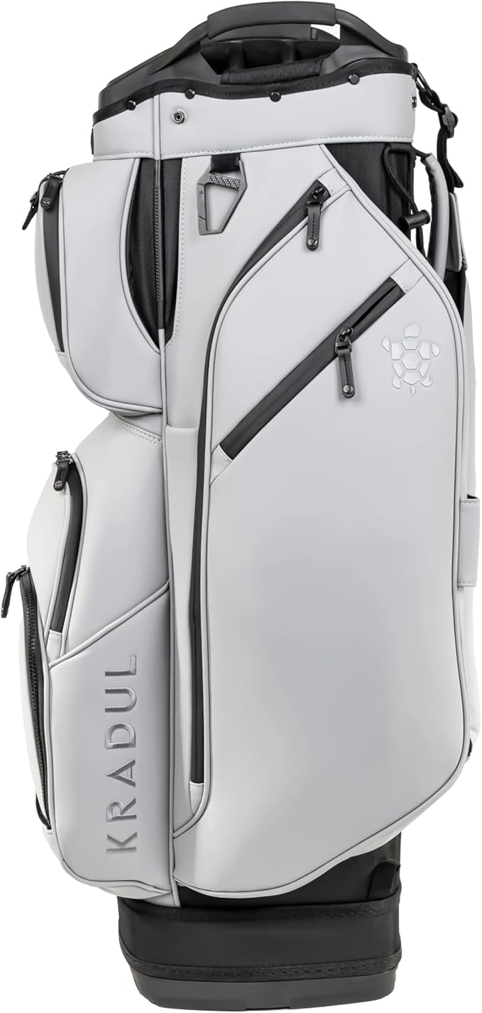 KRADUL - LUX Cart Bag – Lightweight Vegan Leather Golf Cart Bag with Waterproof Pockets, Organized Club Dividers & Cart Strap Tunnel