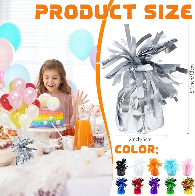 4 Pcs Silver Metallic Balloon Weights Holder Anchors Balloon Holder Weights - Image 2