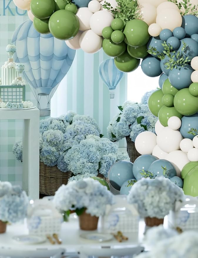 Dusty Blue Sage Green Balloon Arch Kit, Sage Green and White Balloon | 143Pcs - Image 5