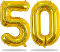Gold Number 50 Birthday Balloons, 40 Inch Large Mylar Foil Number 5 and 0 by Lingqiang