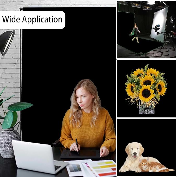 Black Photography Backdrop for Photoshoot, Fabric 5x7ft | Versatile Studio - Image 2