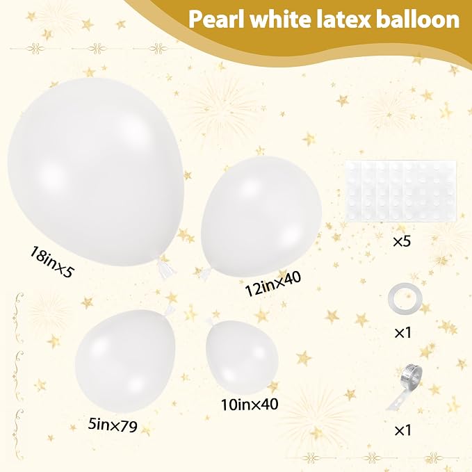 164Pcs Pearl White Balloons Garland Arch Kit Different Sizes | 18 12 10 5 inch - Image 2