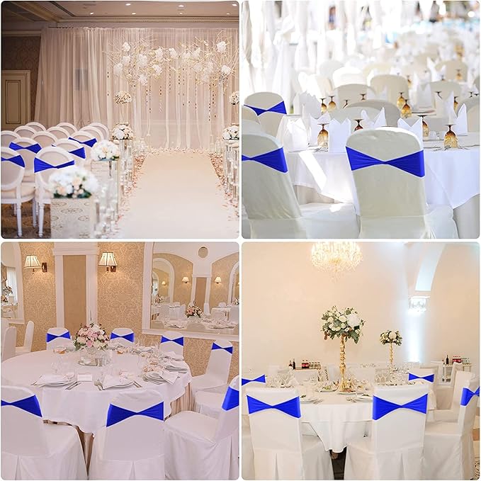 VDS Pack of 300 PCS | Green | Spandex Chair Sashes Bows Without Buckle | Stretch Elastic Banquet Universal Folding Chair Band Tie with for Wedding Party Conference Celebration Event Decoration