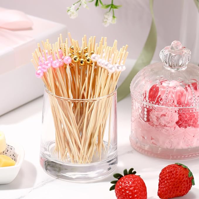 Reallnaive 600 Pcs Cocktail Pick Pearl Fancy Toothpick - Image 3