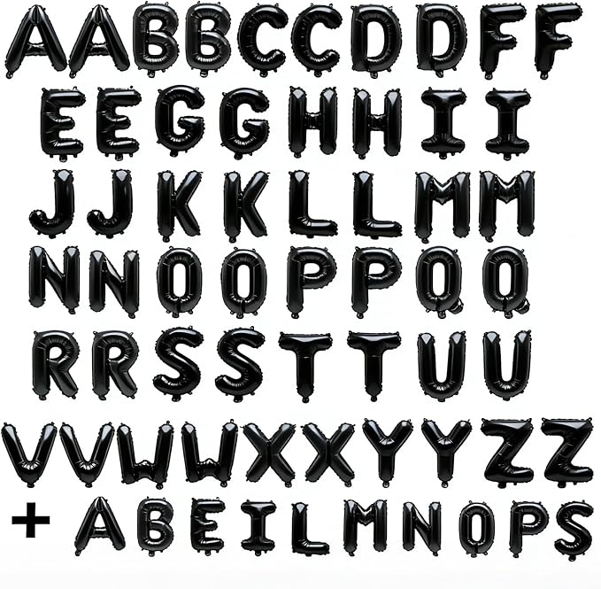 62 Pcs Black Letter Balloons, Custom 2 Set A-Z Set - Image 2