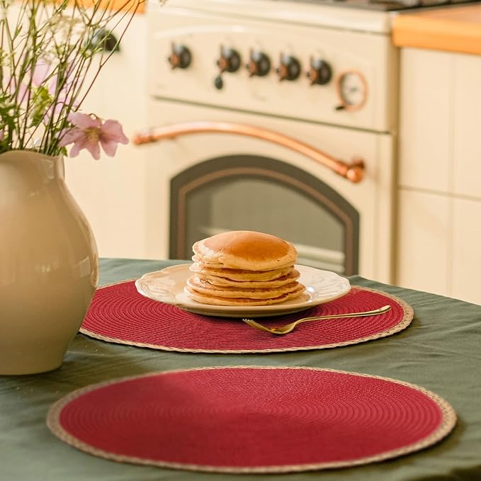 Round Placemats Set of 4, Woven Table Mats, Thin Edge, 15 Inch Diameter - Image 6