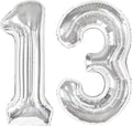 Silver Number 13 Balloon 40 Inch, 13th Birthday Decorations Men Women | Foil by IWERP