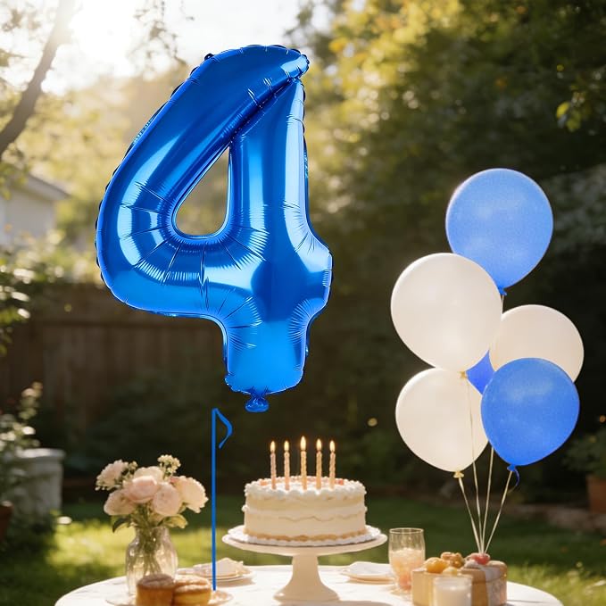 40 Inch Number 4 Balloons for 4th Birthday Party Decorations, 0-100 Dark Blue - Image 3