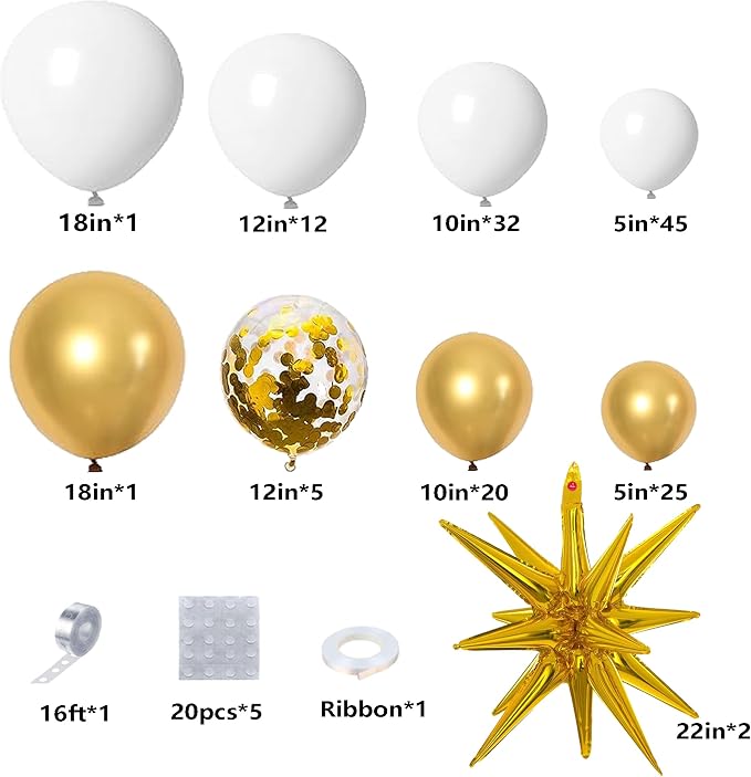 146pcs White and Gold Balloons Garland Arch Kit - Image 3