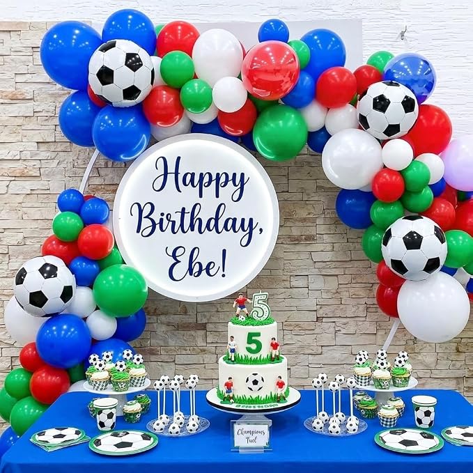 Soccer Balloons, 12 Inch Red Green and Blue White Soccer Ball Balloons - Image 8