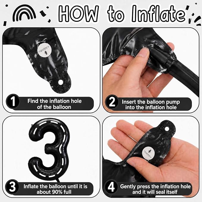 Black and White Stripes Number 19 Balloon 40 Inch, Foil Track Digit | Fast - Image 5