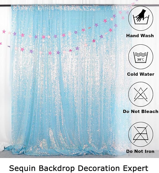 ShinyBeauty Aqua Photo Backdrop 7FTx7FT Sequin Backdrop Iridescent Aqua Mermaid - Image 6
