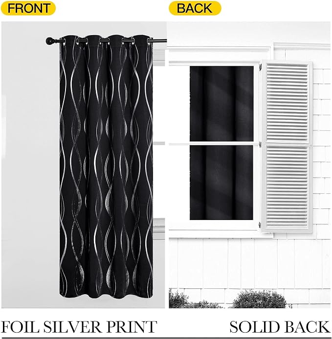 NICETOWN Black Out Floral Curtain Panels 84 inches Long - Image 6