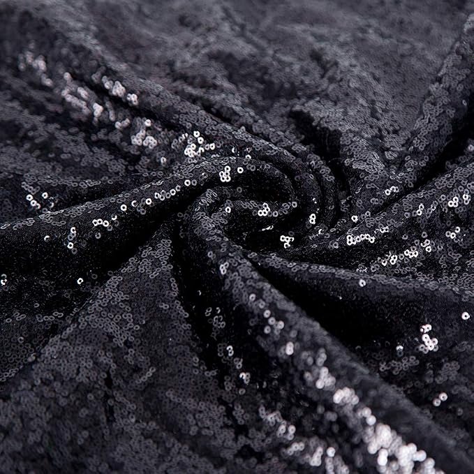 JYFLZQ Black Sequin Backdrop Curtains 7ft x 7ft 1 Panel Halloween Backdrop - Image 6