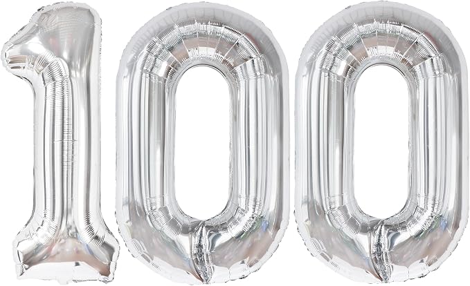 Katchon, Large Silver 100 Balloon Number by KatchOn