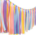 Pastel Rainbow Ribbon Tassel Garland Colorful Fabric Banner Hanging Patry by Pantipinky