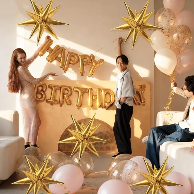 Gold Star Balloons Foil Explosion Balloon Large Mylar Balloons Bulk Party - Image 4