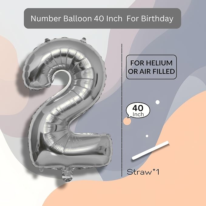 Black Number Balloon 2 Mylar Foil Balloons 40 inch - Image 8