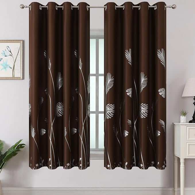 Brown Blackout Curtains 63 Inches Long, Room Darkening Curtains by ESTELARTEXTILER