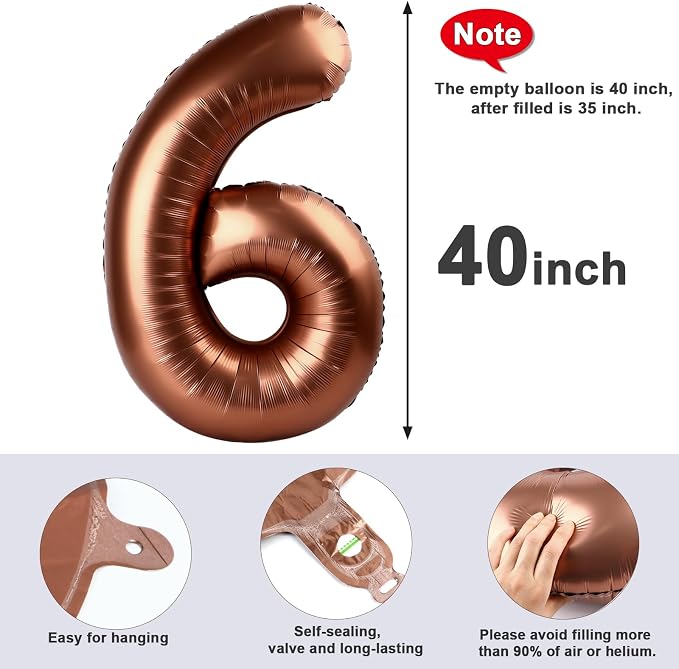 Number Balloons 40 Inch Coffee 6 Balloon - Image 5