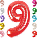 9 Balloon Numbers Birthday Decorations, 40In Red Balloons by Mluchee
